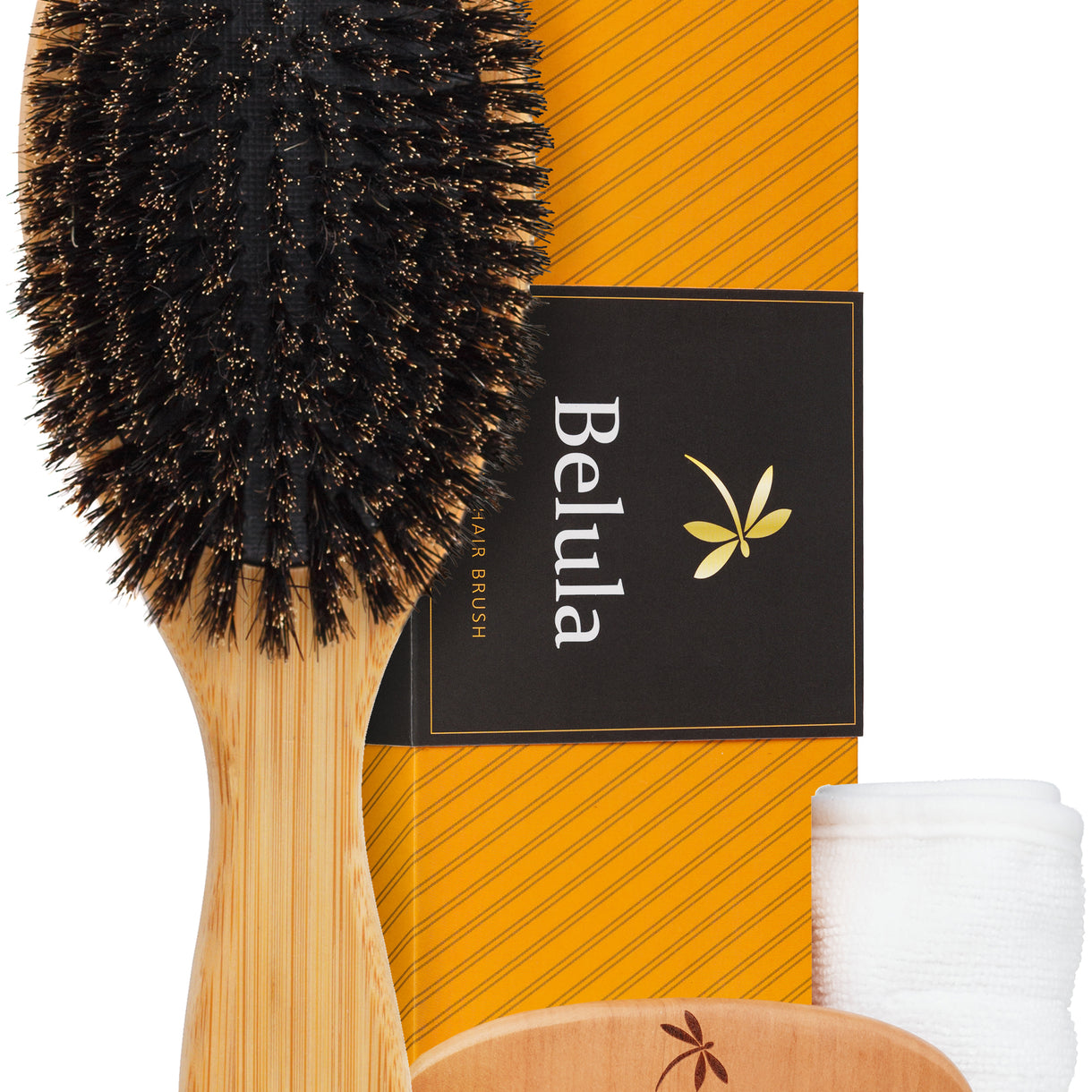 Belula Boar Bristle Hairbrush Set - 100% Natural Bristles, Suitable fo ...